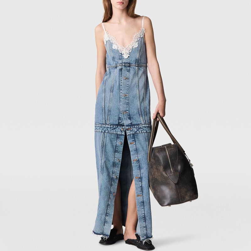 Vintage Wash V-Neck Maxi Dress on model 