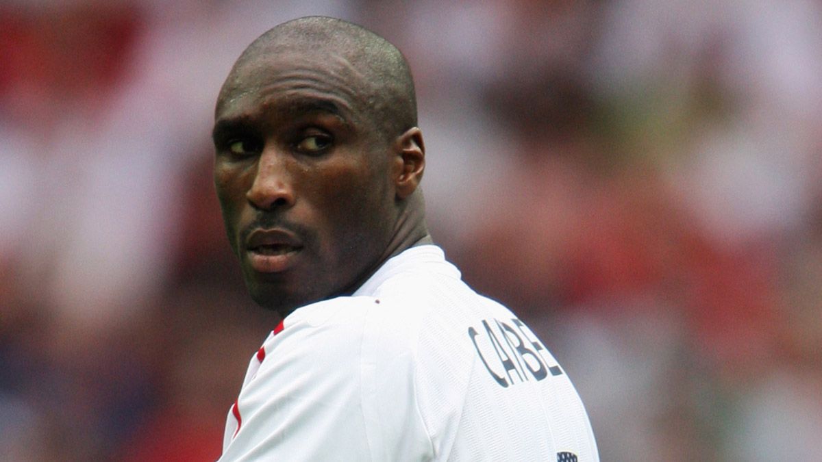 LONDON - OCTOBER 13:Sol Campbell of England looks on during the Euro 2008 Group E qualifying match between England and Estonia at Wembley Stadium on October 13, 2007 in London, England.(Photo