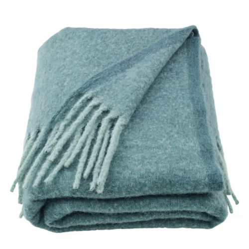 IKEA, Gray-Turquoise Klippoxel Throw Blanket