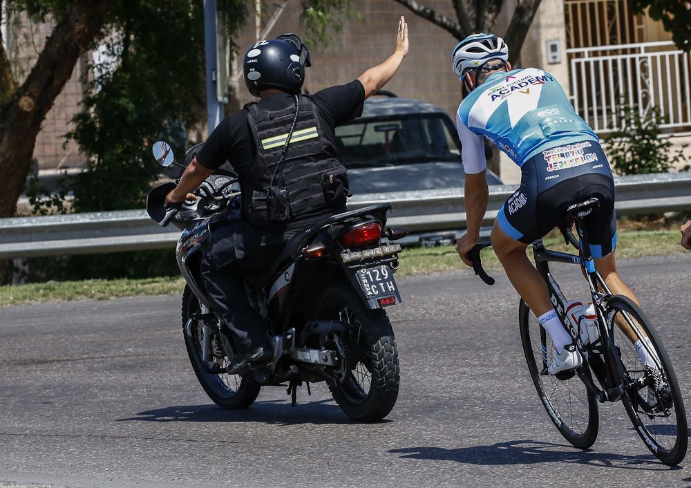 Police make way for Israel Cycling Academy's training ride in Argentina