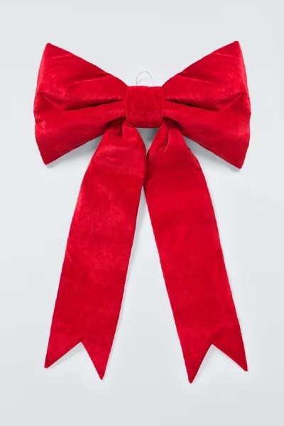 John Lewis Velvet Hanging Bow, Red, 90cm