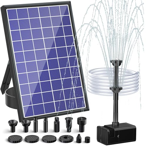 Poposoap 8w Solar Water Pump Built-In 3600mah Battery Backup, Solar Bird Bath Pump With 9.8ft Cable, 8 Nozzles &amp;amp; Pvc Tubing, Solar Fountain for Bird Bath Garden Fish Tank Pond Water Feature P108d
