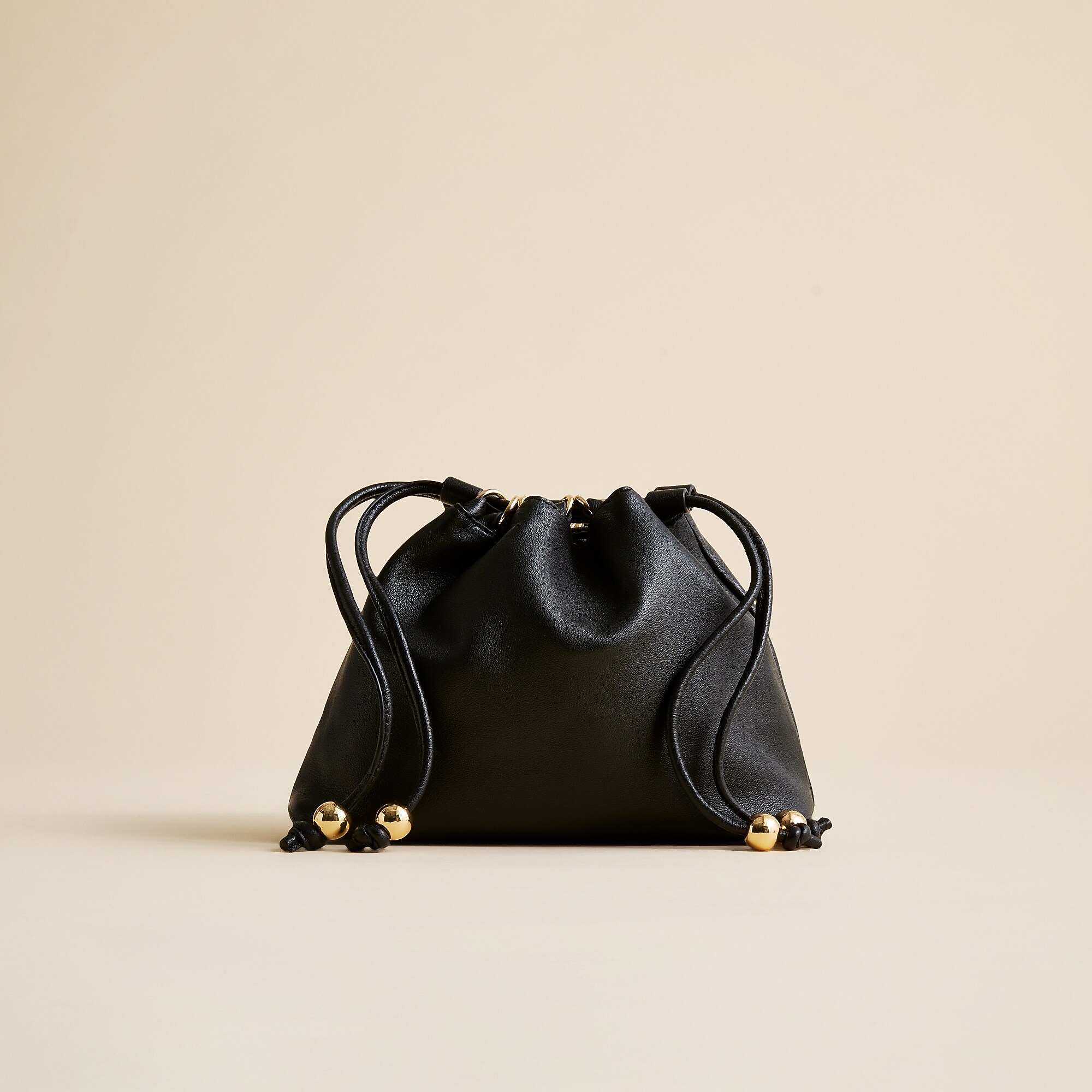 Drawstring Pouch Bag in Leather