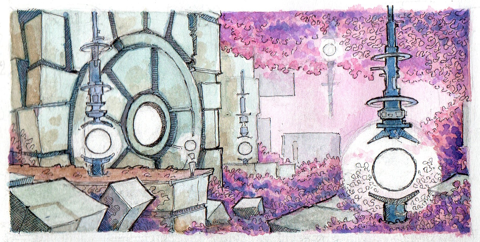 Painted concept art for an indie game