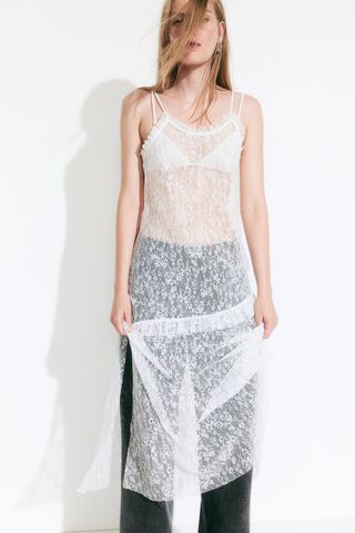 H&M, Ruffle Trimmed Lace Dress