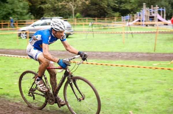 John Fiore races to a top 15 finish in the Master Men's 1/2 race.