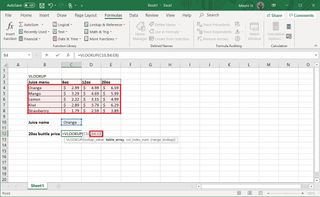 VLOOKUP table array sample