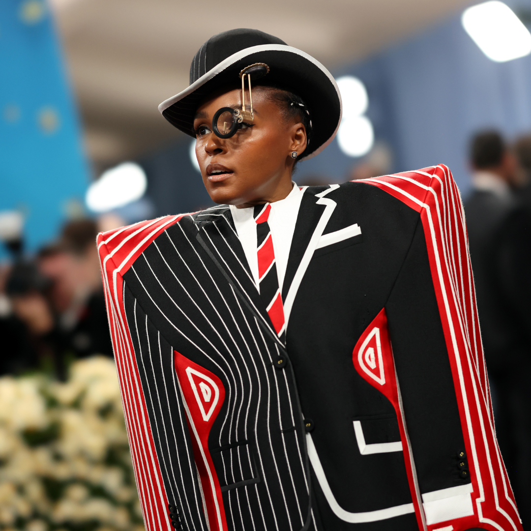 Janelle Monáe attends the 2025 Met Gala Celebrating "Superfine: Tailoring Black Style" at Metropolitan Museum of Art on May 05, 2025 in New York City. 