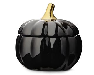 black and gold ceramic pumpkin candle