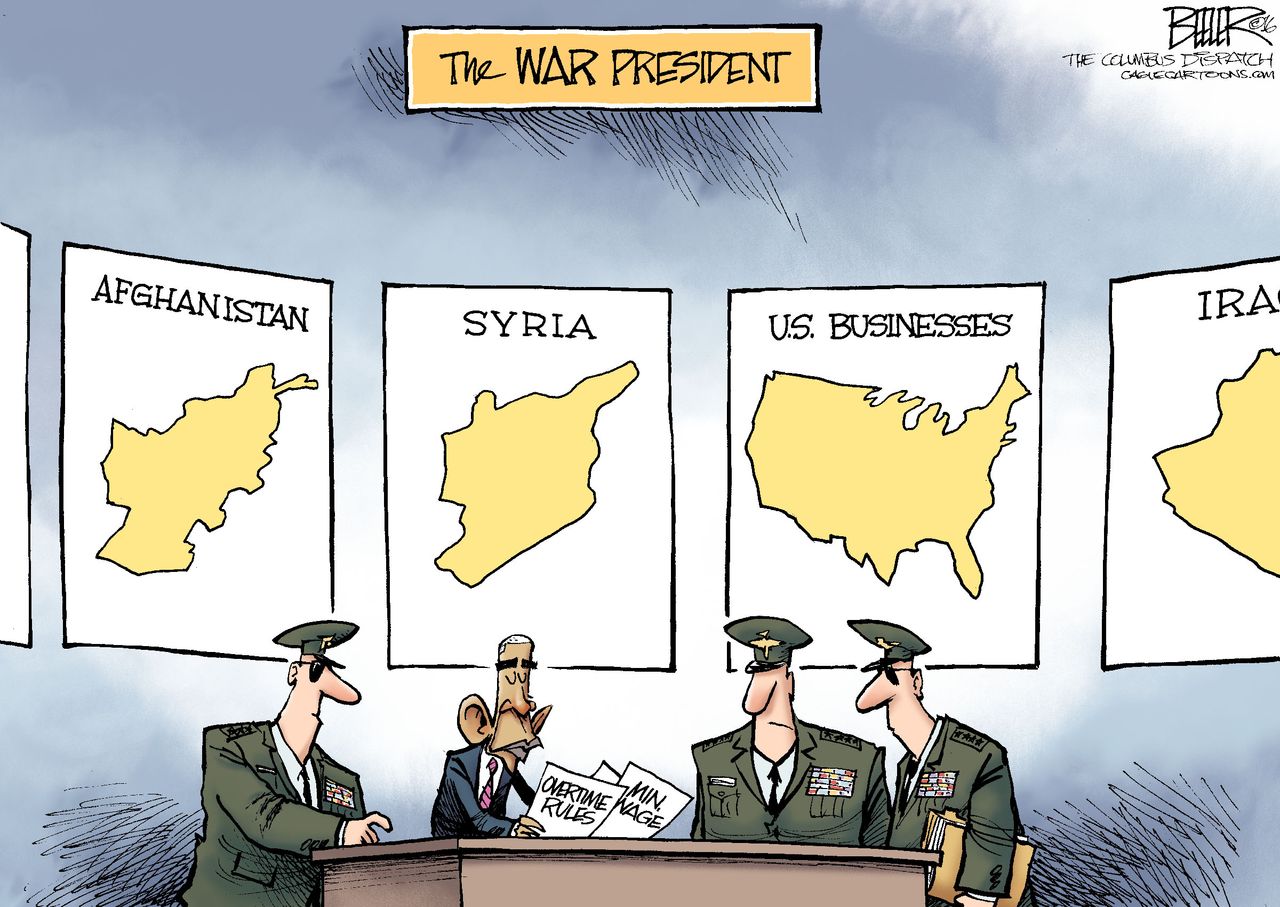 Obama Cartoon U.S. War Business 2016