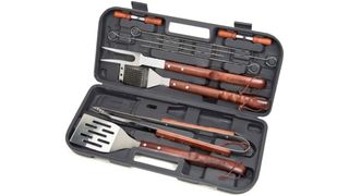 Wooden-handle grill tool set