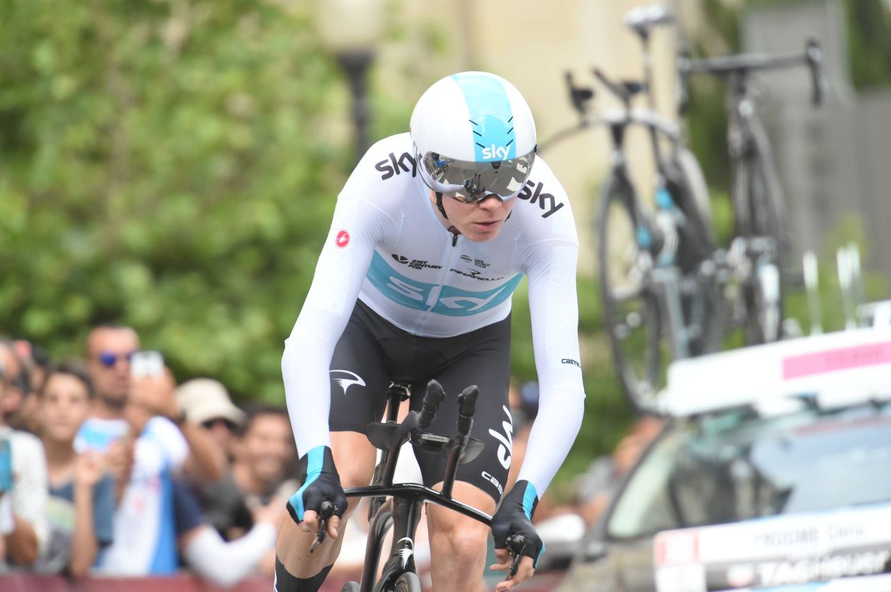 Chris Froome's rollercoaster 2018 Giro got off to a shaky start when he crashed in the warm up of this opening day TT in Jerusalem. He placed 21st on the stage and shipped 37 seconds to Dumoulin but would of course go on to recover that in dramatic fashion