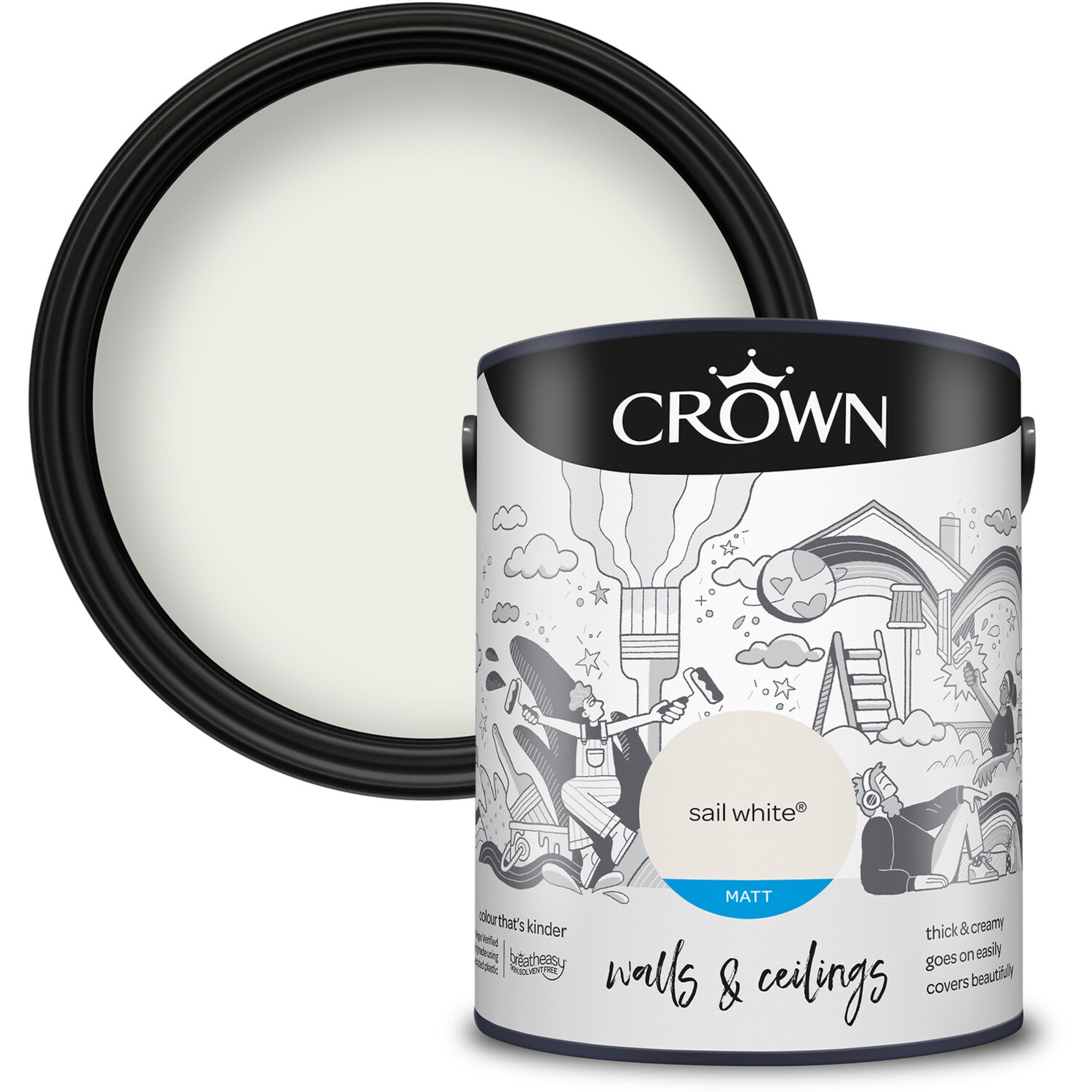 Crown Breatheasy Matt Emulsion Paint 5L - Sail White