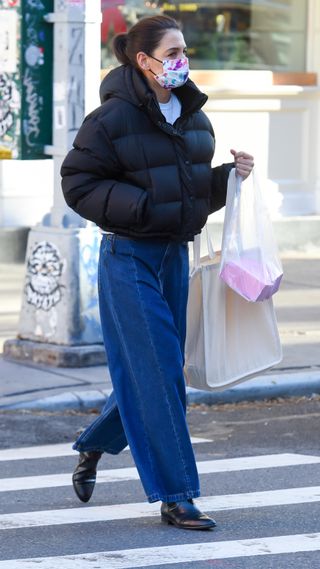 Katie Holmes is seen walking outside a cupcake shop in 2020