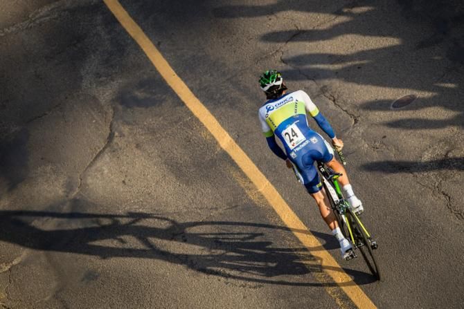 Fummi Beppu (Orica GreenEdge) rode late in the day.
