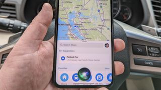 Siri giving directions in iOS 15 Maps