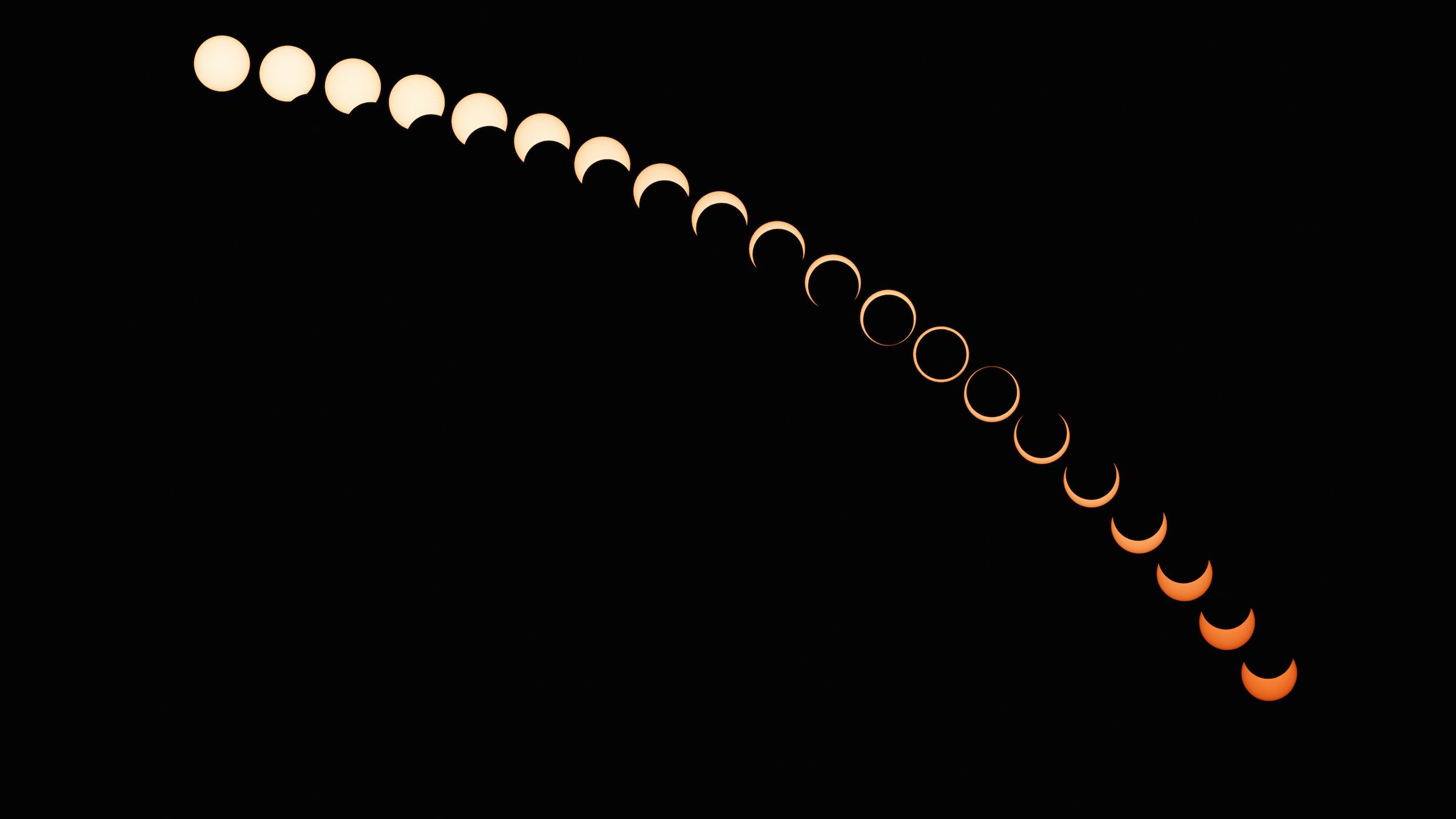 A composite image of the annular solar eclipse on Jan. 15, 2010