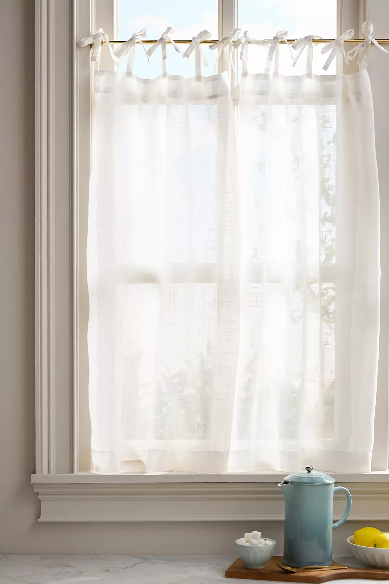 Lena Sheer Woven Caf&amp;eacute; Curtains, Set of 2