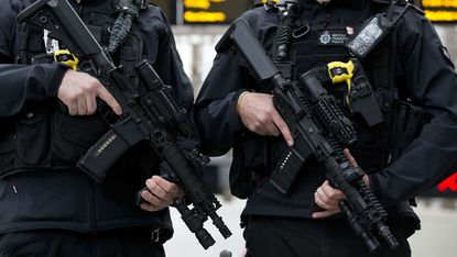 Armed officers from the British Transport Police