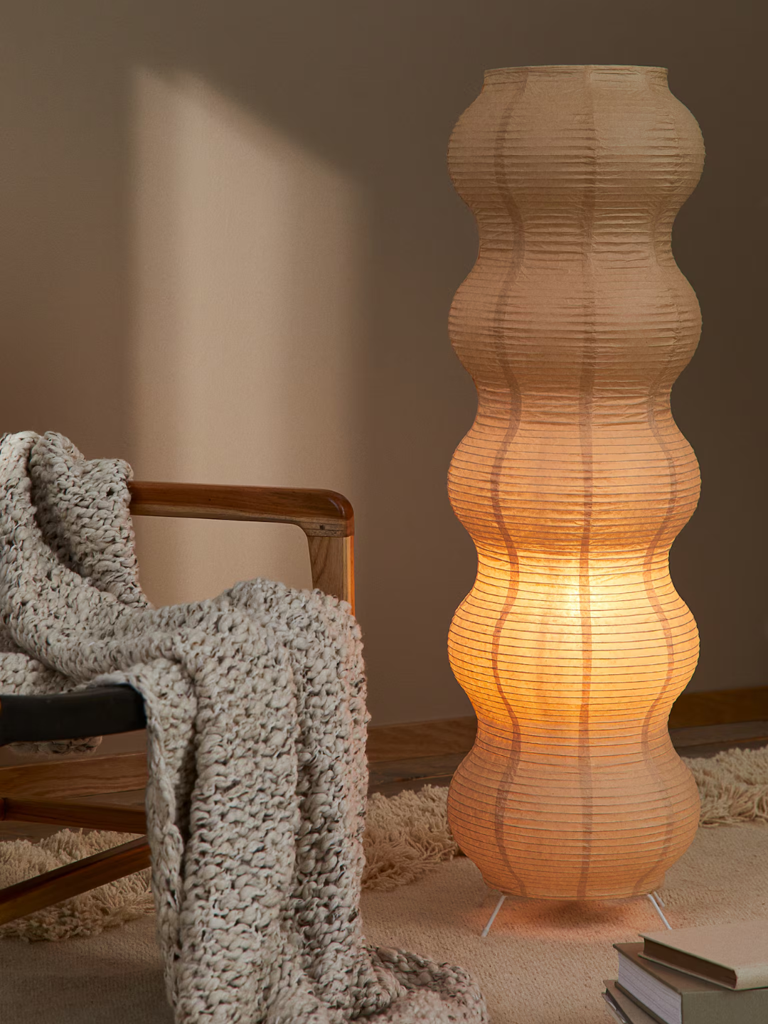 A light beige rice paper floor lamp from H&amp;amp;M