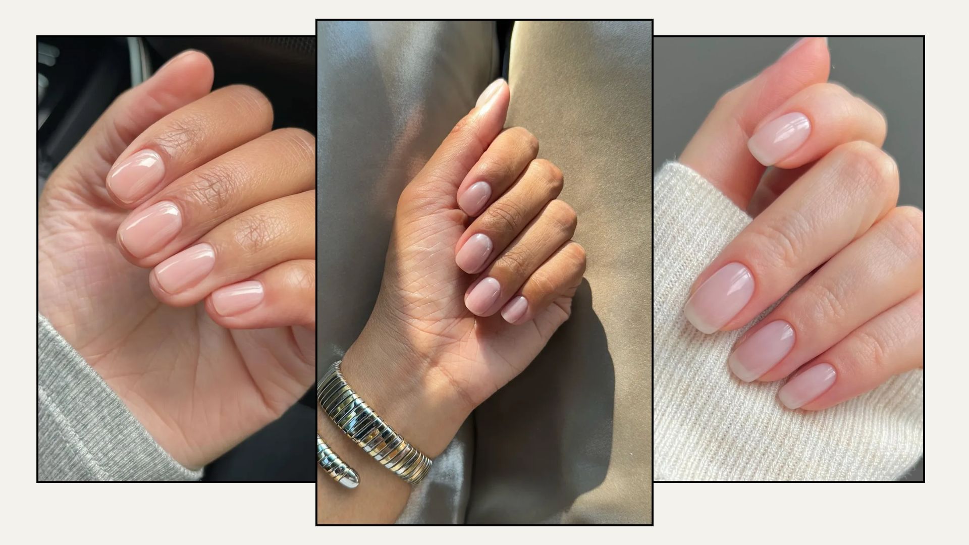 A collage of natural-looking manicures