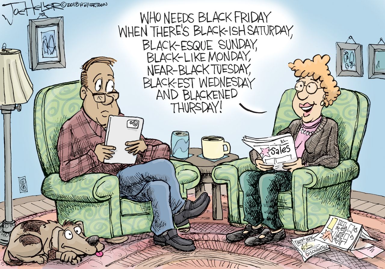 Editorial cartoon U.S. Black Friday shopping sales