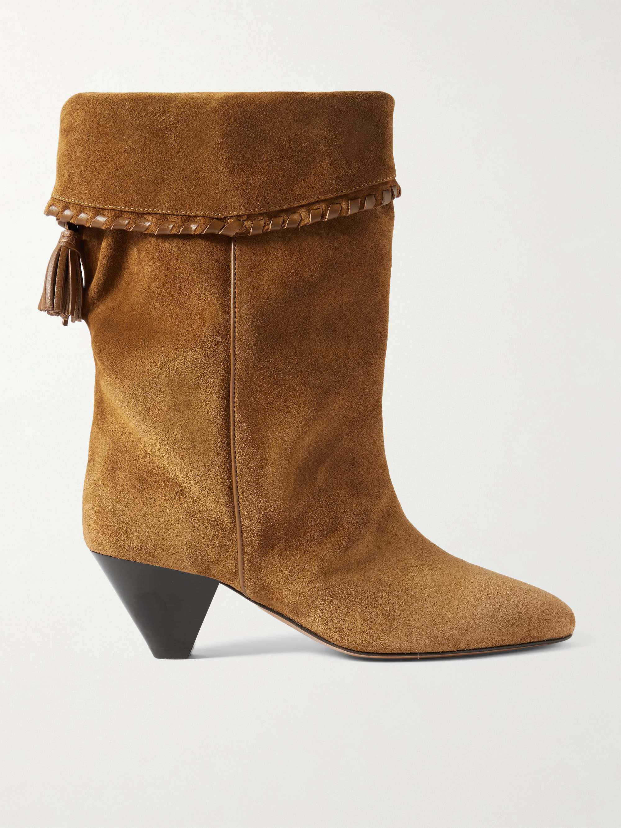 Dalby Tasseled Leather-Trimmed Suede Ankle Boots