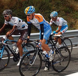 Break riders Christophe Riblon (AG2R La Mondiale), Daniel Martin (Garmin-Slipstream) and Eduard Vorganov (Xacobeo Galicia)