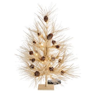 Lit Tinsel Pinecone Tree