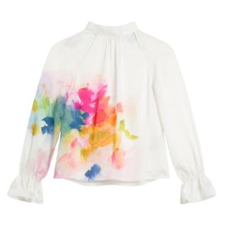 Ted Baker Kattyia High Neck Long Sleeve Blouse with Cut Outs