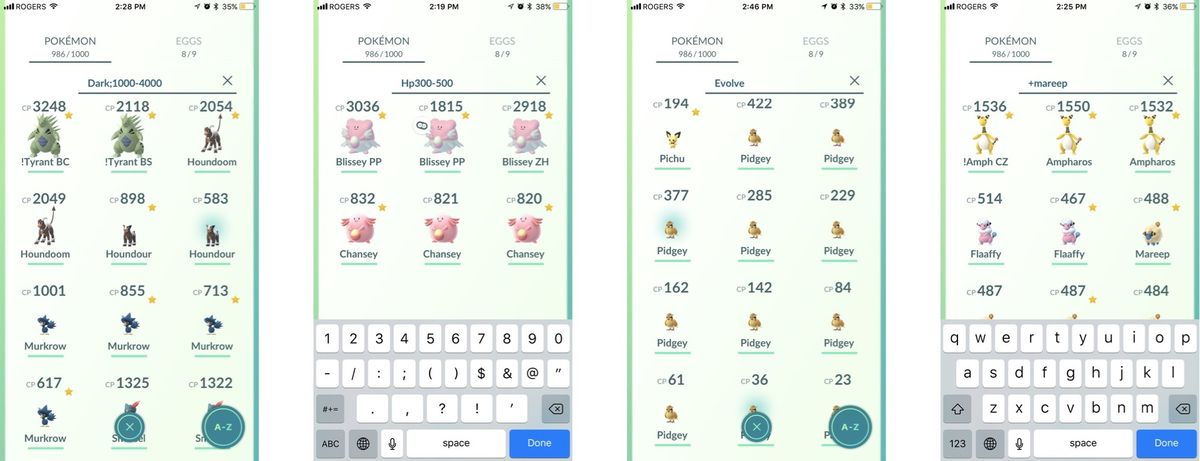 How to search your Pokémon Go collection — Complete list of all terms ...