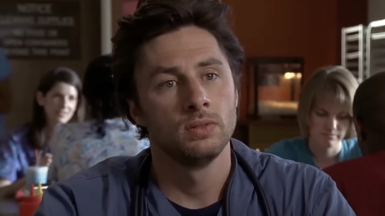 Zach Braff's JD looking at Turk in Scrubs Season 8