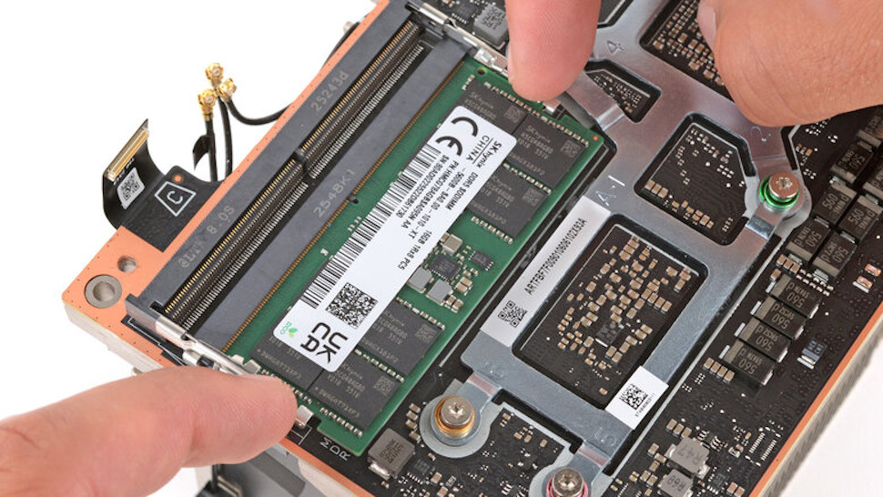 Steam Machine iFixit RAM repair showing memory module being removed