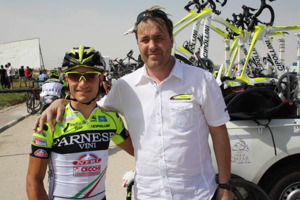 Andrea Guardini (Farnese Vini-Neri) with his manager Luca Scinto.