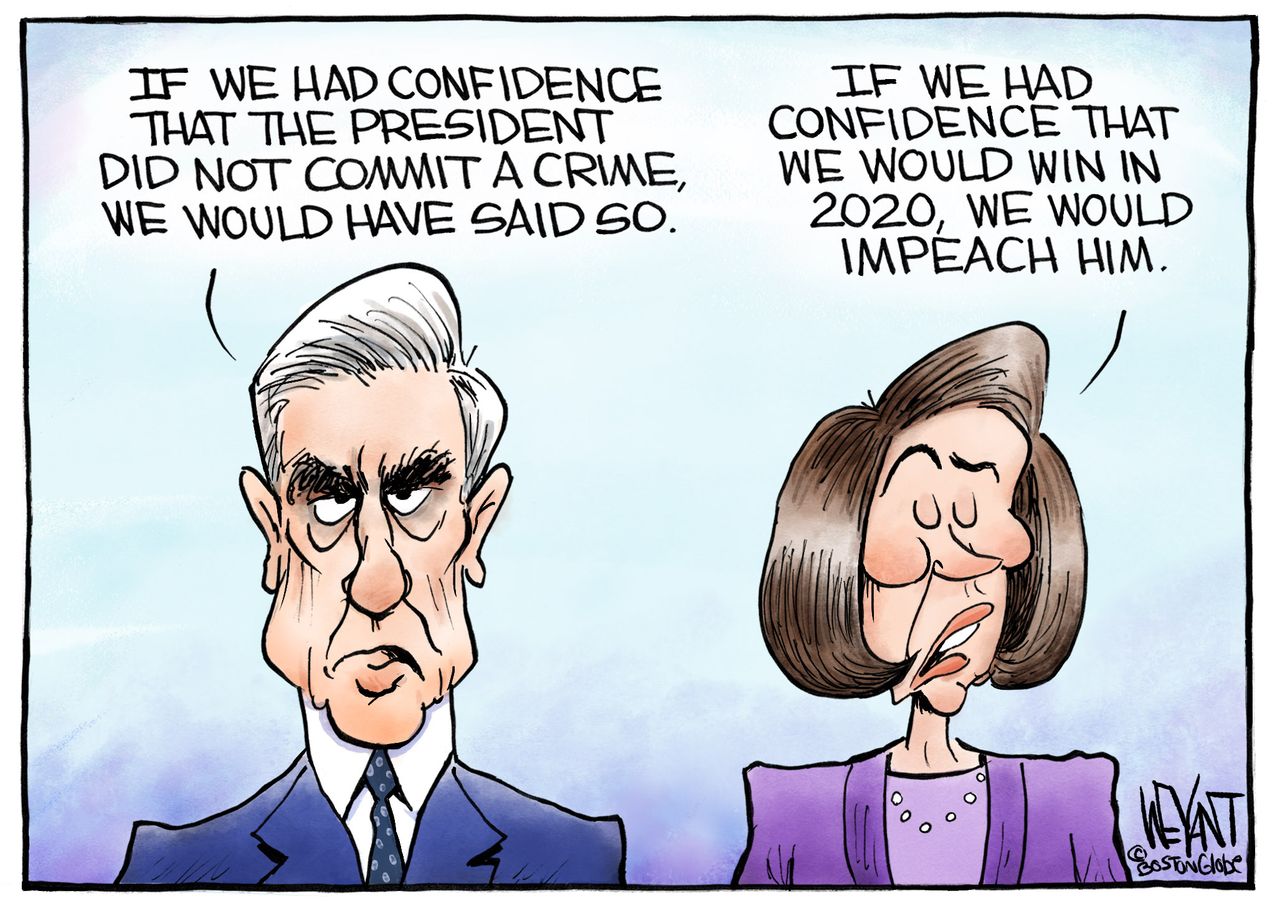 Political Cartoon U.S. Trump Pelosi Mueller Impeachment Obstruction Collusion