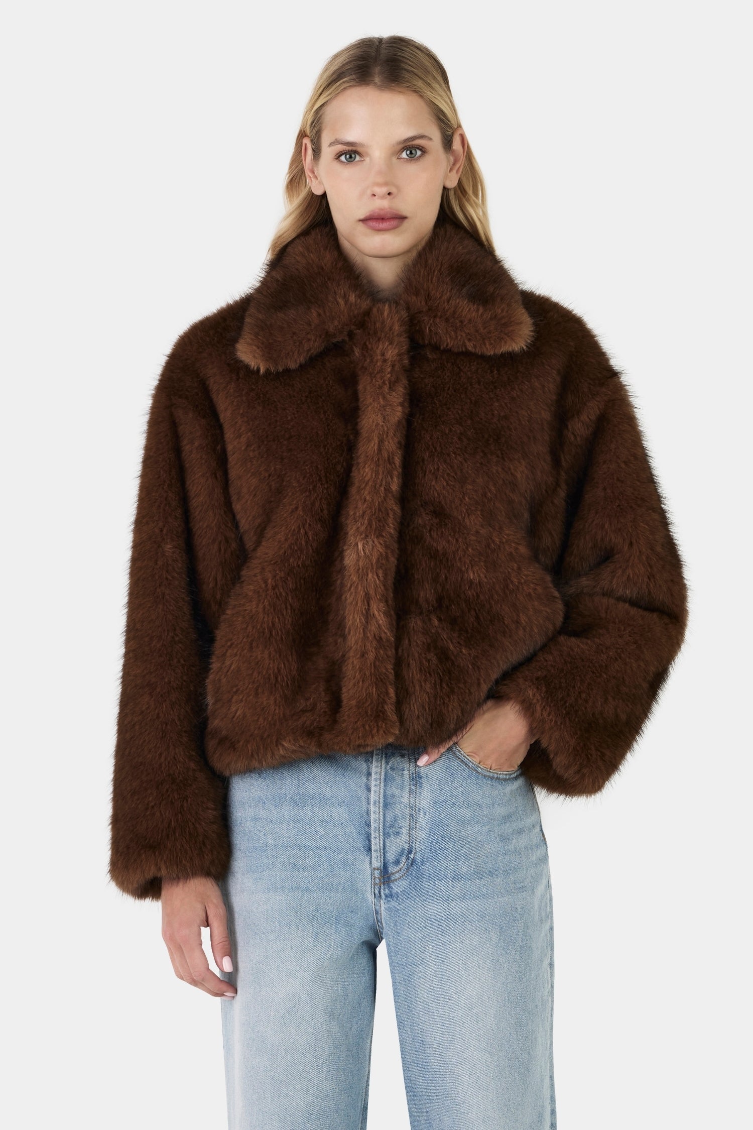 Frankie Faux Fur Jacket Chocolate-M / Chocolate