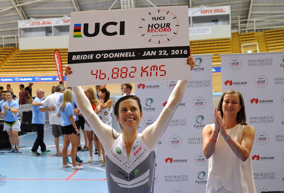A new Hour Record of 46.882 kilometres for Bridie O'Donnell in Adelaide