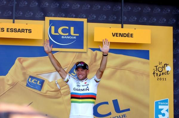 Hushovd on the podium