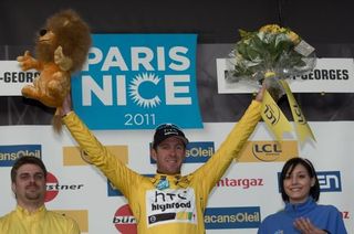 Matt Goss (HTC-Highroad) clearly thrilled to get the yellow jersey