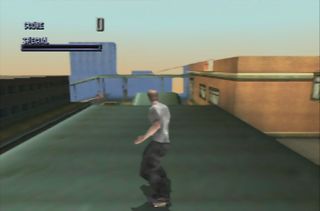 Footage of Tony Hawk's Pro Skater captured through the Eon Super 64. The image left of center is the game without Slick Mode active; the right is with Slick Mode on.