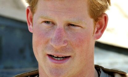 Prince Harry gives a TV interview at the British controlled flight-line in Camp Bastion last November in Afghanistan.