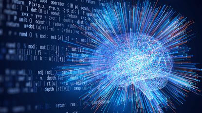 A brain with codes in the background 