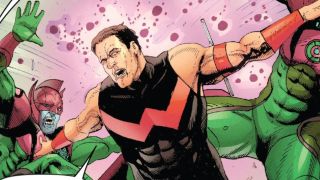 Wonder Man golpeando a dos enemigos en una de sus apariciones en los cómics de Marvel