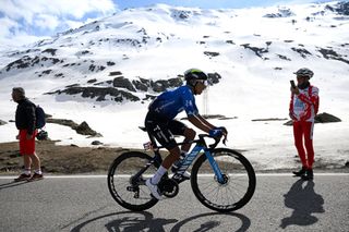 Nairo Quintana racing in the high mountains at the 2024 Giro d'Italia