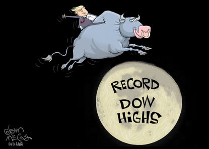Political Cartoon U.S. Donald Trump stock market dow