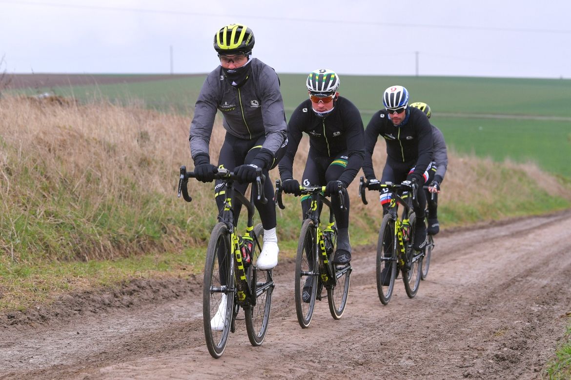 Mitchelton-Scott pre-ride the Paris-Roubaix route