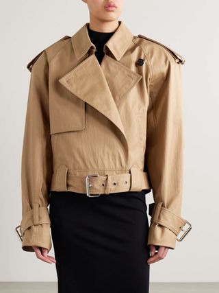 Hammond Cropped Belted Leather Trench Coat