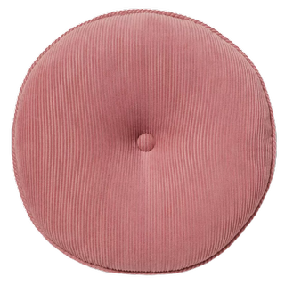 a round pink corduroy pillow