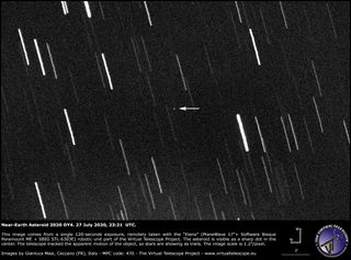 This image of asteroid 2020 OY4 by Gianluca Masi of the Virtual Telescope Project was captured on July 27, 2020, one day before the asteroid's close approach to Earth.