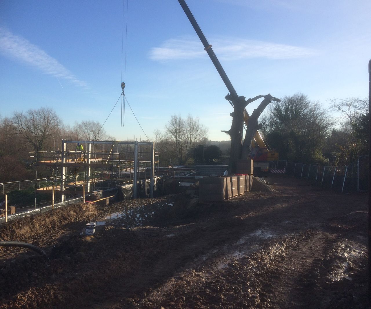 Before shot of a self build plot with steels being put in